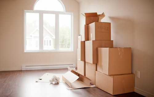 Office relocation equipment prepared for transport near Barbican